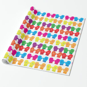 Multicolored Knitted Mittens Thunder_Cove Wrapping Paper