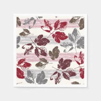 Multicolored leaves on a striped background. napkin