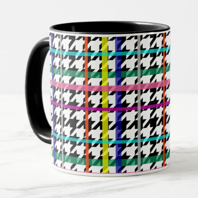Multicolored Lines On Plaid Houndstooth Design  Mug (Creator Uploaded)