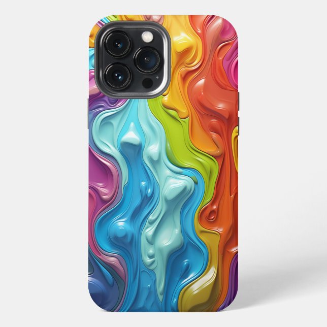 Multicolored Liquid Paint Abstract iPhone Case (Back)