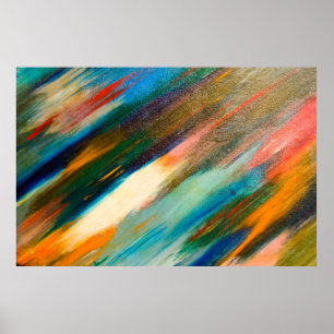 Multicolored long diagonal watercolor strokes on t poster