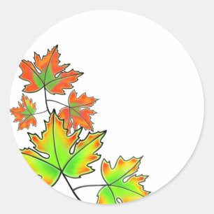 Multicolored Maple Leaves Classic Round Sticker
