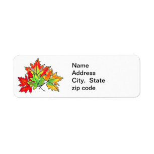 Multicolored Maple Leaves Return Address Label