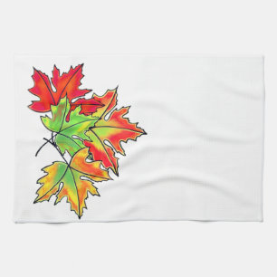 Multicolored Maple Leaves Tea Towel