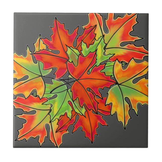 Multicolored Maple Leaves Tile (Front)