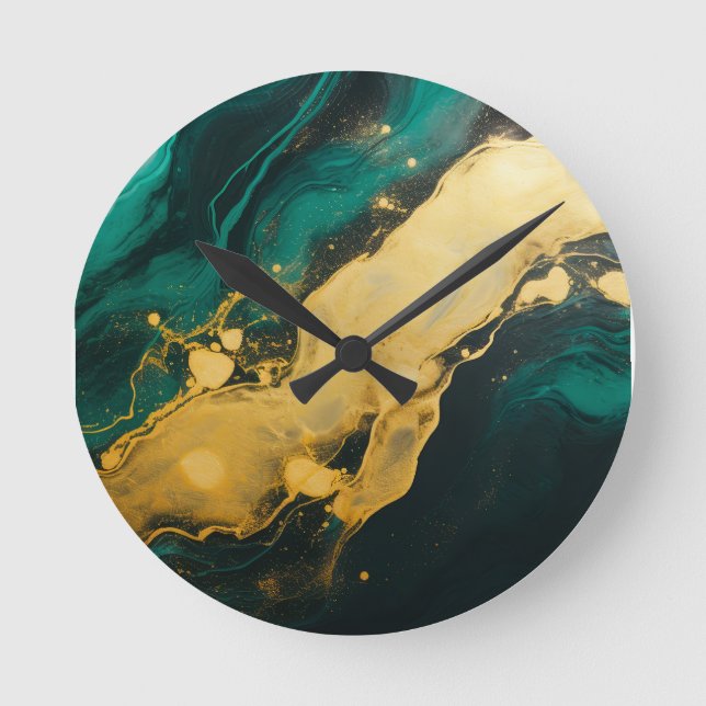  Multicolored  marble design Round Clock (Front)