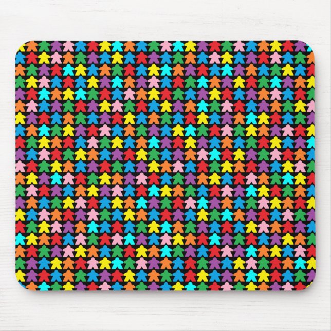 Multicolored Meeples Mouse Pad (Front)