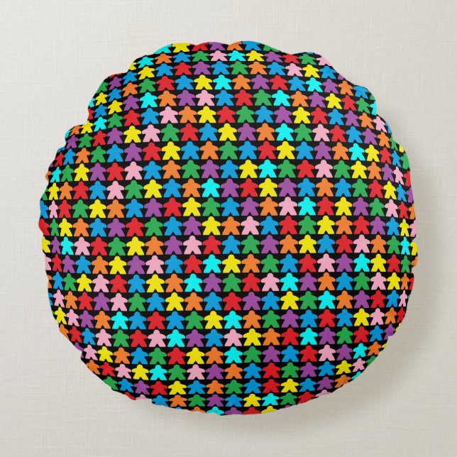Multicolored Meeples Round Cushion (Front)