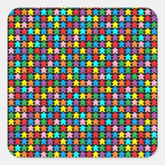 Multicolored Meeples Square Sticker