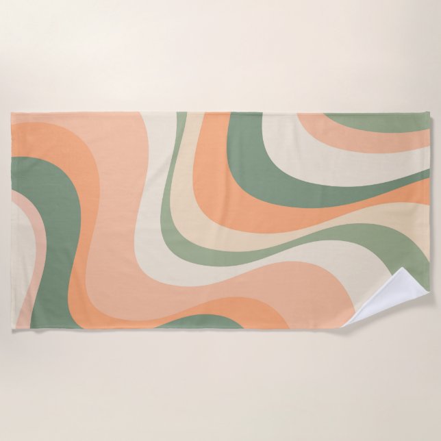 Multicolored modern retro waves design beach towel (Front)