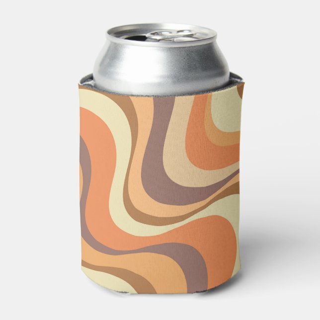 Multicolored modern retro waves design can cooler (Can Front)