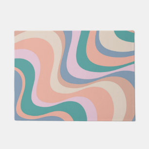 Multicolored modern retro waves design doormat