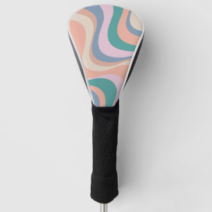 Multicolored modern retro waves design golf head cover