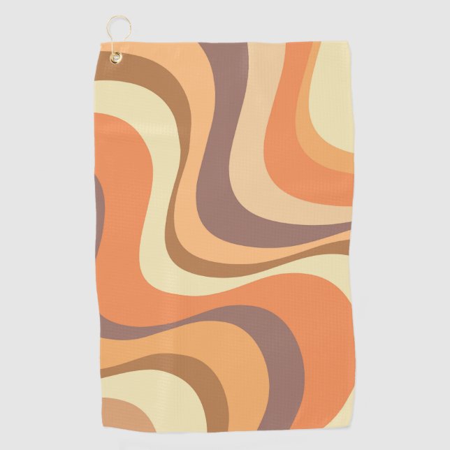 Multicolored modern retro waves design golf towel (Front)