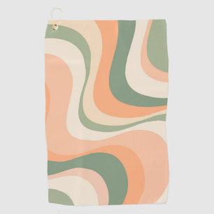 Multicolored modern retro waves design golf towel