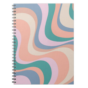 Multicolored modern retro waves design notebook