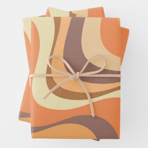 Multicolored modern retro waves design wrapping paper sheet