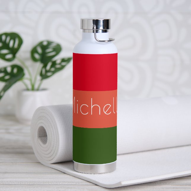 Multicolored Modern Stripes with Name Water Bottle (Yoga)