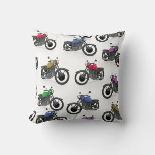 Multicolored motorcycle pattern cushion