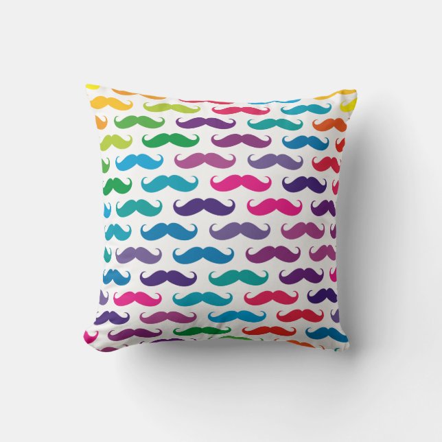 Multicolored Moustache Patterned Pillows (Front)