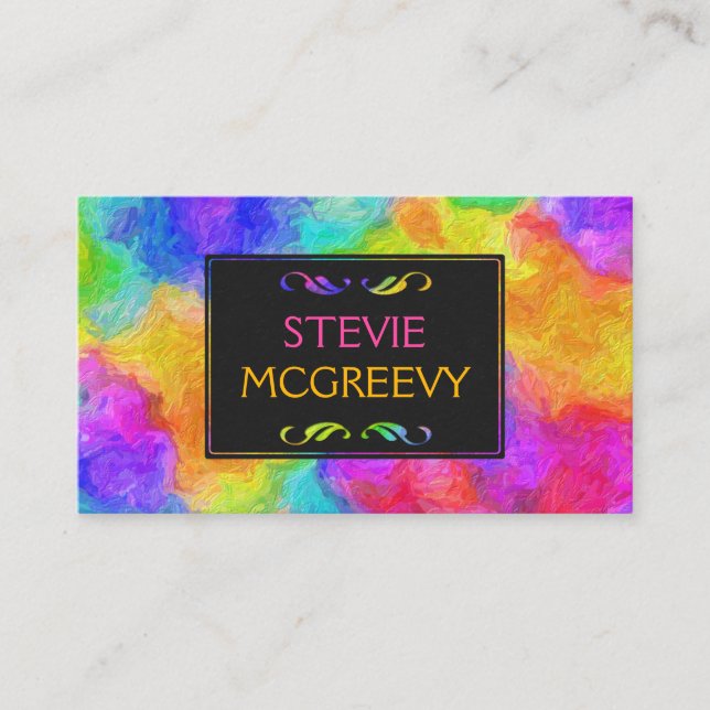 Multicolored Oil Paint Business Card (Front)