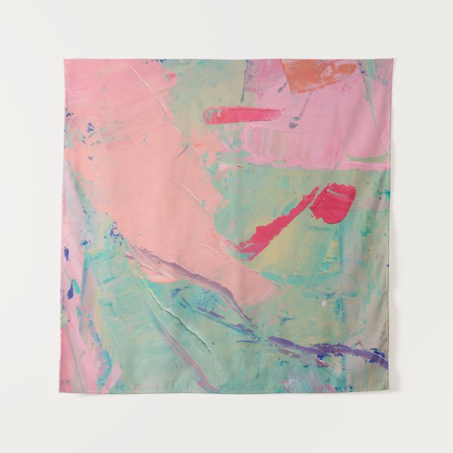 Multicolored oil paint texture. Abstract art backg Tapestry (Front)