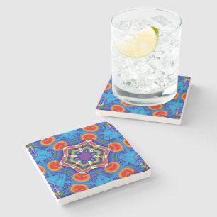 Multicolored oil painting kaleidoscope stone coaster