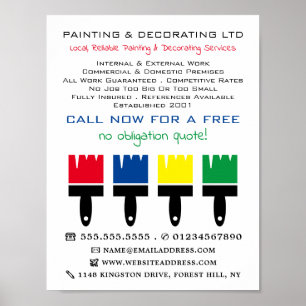 Multicolored Paint Brushes, Painter & Decorator Poster