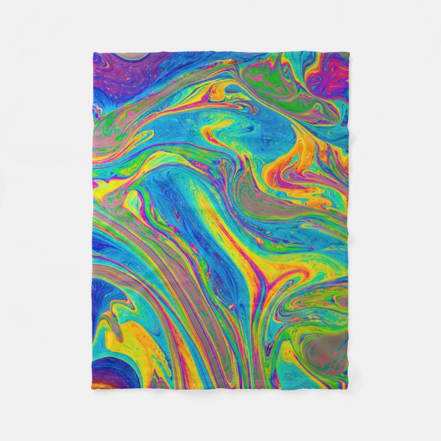 Multicolored painting fleece blanket (Front)