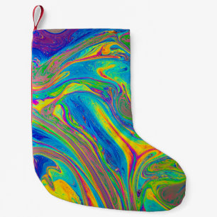 Multicolored painting small christmas stocking