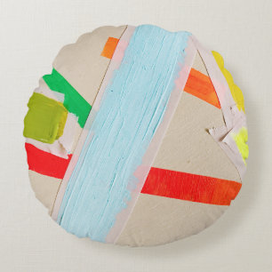 Multicolored paints round cushion