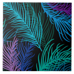 Multicolored Palm Leaves Ceramic Tile