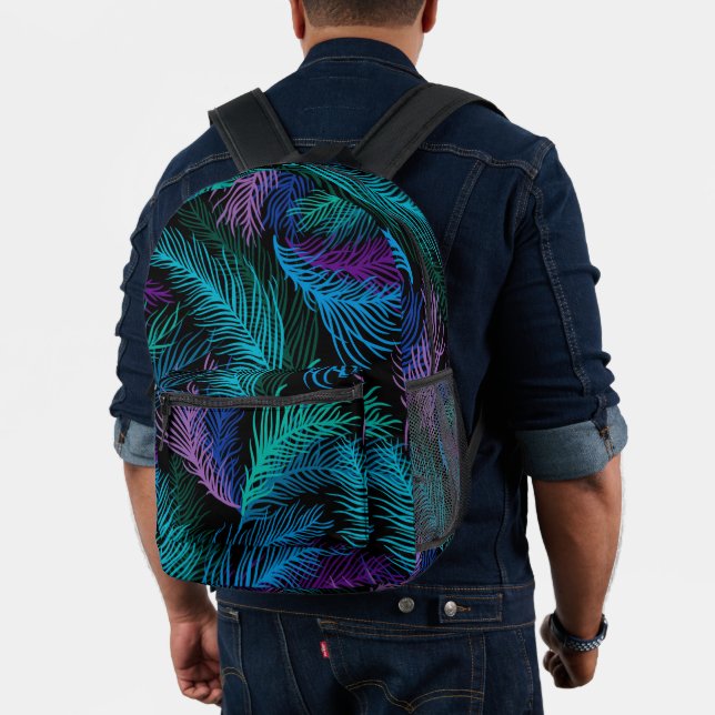 Multicolored Palm Leaves Printed Backpack (Insitu (Model))