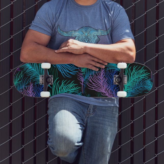 Multicolored Palm Leaves Skateboard (Outdoor 3)