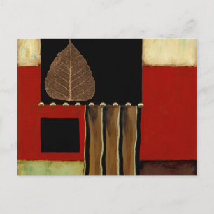 Multicolored Panel Painting with Brown Leaf Postcard