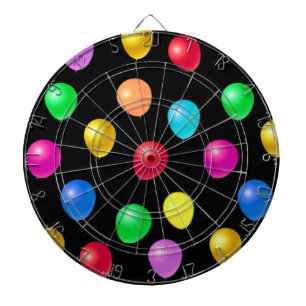 Multicolored Party Balloons on Black Dartboard