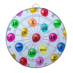 Multicolored Party Balloons on Light Blue Dartboard