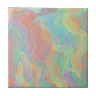 Multicolored Pastel Abstract Watercolor Art Tile