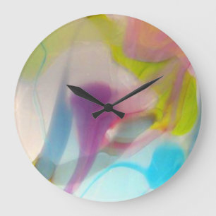 Multicolored pastel blown glass large clock