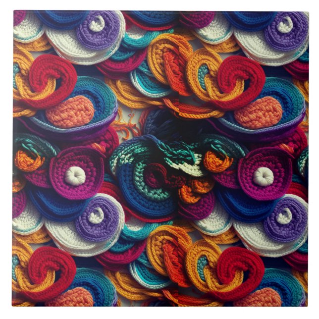 Multicolored Patchwork  Ceramic Tile (Front)