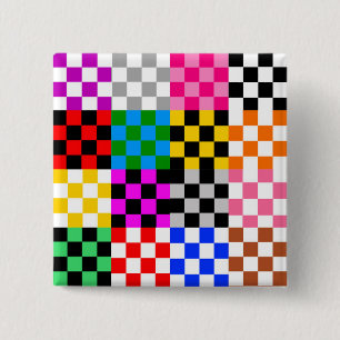 Multicolored Patchwork Check Pattern Design 15 Cm Square Badge