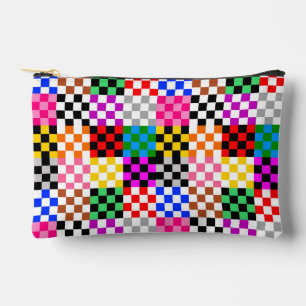 Multicolored Patchwork Check Pattern Design Accessory Pouch