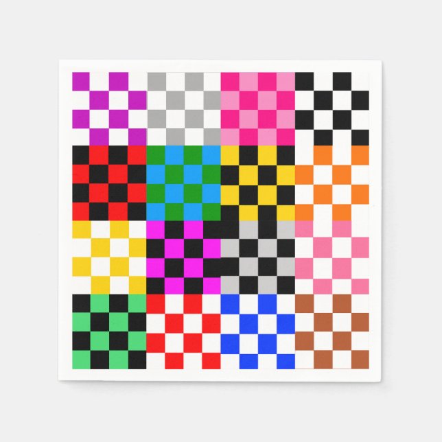 Multicolored Patchwork Check Pattern Design  Napkin (Front)