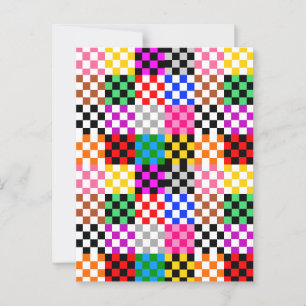 Multicolored Patchwork Check Pattern Design  Postcard