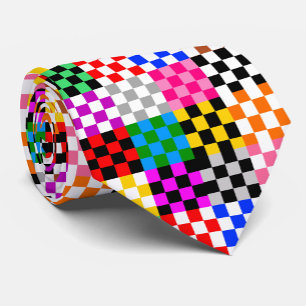 Multicolored Patchwork Check Pattern Design Tie