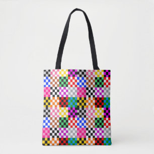 Multicolored Patchwork Check Pattern Design Tote Bag