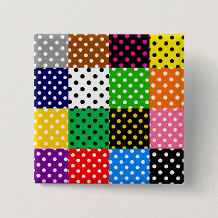 Multicolored Patchwork Quilt Polka Dots 15 Cm Square Badge