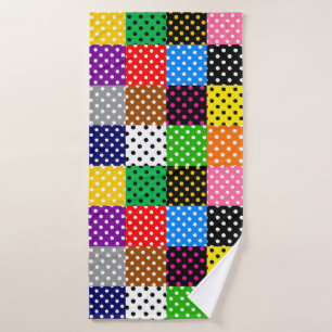 Multicolored Patchwork Quilt Polka Dots  Bath Towel