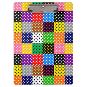 Multicolored Patchwork Quilt Polka Dots Clipboard