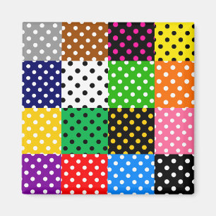 Multicolored Patchwork Quilt Polka Dots Magnet